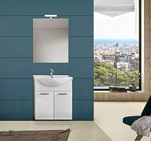 MaMa Store SARA 75 Mobile sospeso / a Terra con 2 Ante, lavabo e Lampada, L. 75 cm x P. 50 cm x H. 79 cm, Bianco Lucido Laccato, MDF