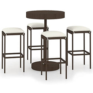vidaXL Set da Bar da Giardino 5 pz con Cuscini in Polyrattan Marrone