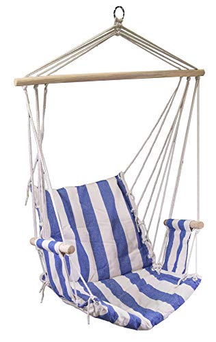 giordano shop Amaca Sedia Sospesa 96x50 cm in Tessuto Righe Blu e Bianco