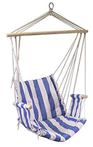 giordano shop Amaca Sedia Sospesa 96x50 cm in Tessuto Righe Blu e Bianco