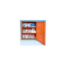 SÖHNGEN - Armadietto di pronto soccorso, a norma DIN 13169, a 1 anta, arancione segnaletico, 560 x 490 x 200 mm, senza contenuto, farmacia, farmacia, armadietto per medicinali