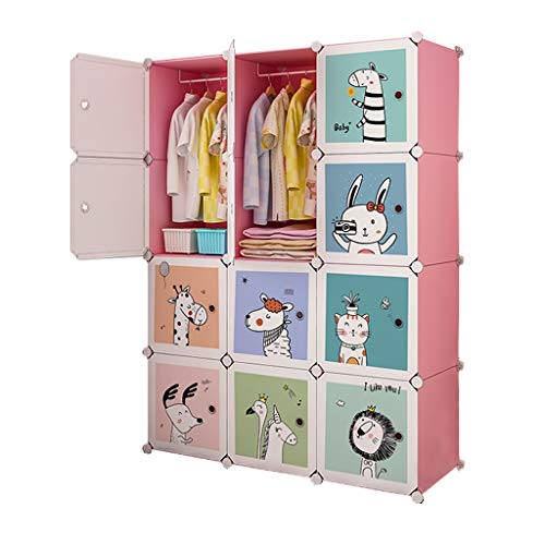Locker Organizer Armadio Armadio 2-Hanging Archivi Rimovibili di Plastica 12-Door Divide-Grid Scaffali Abbigliamento Home Camera Dormitorio MUMUJIN (Color : Pink, Size : 111X47X147CM)