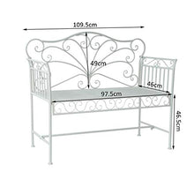 miozzi Panchina 2 Posti da Giardino in Ferro Romantico Bianco 109.5x51x95.5 cm