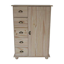 Générique BAHUT - 1 porta con 5 cassetti in pino grezzo