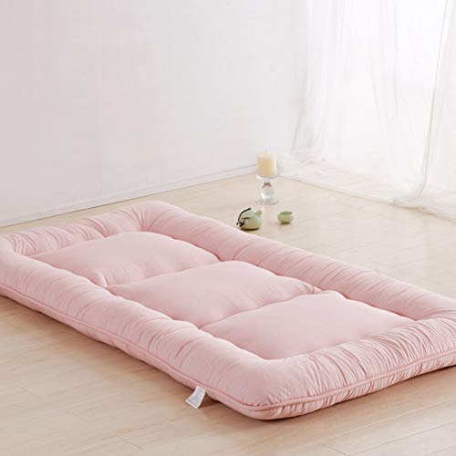 Nileco Pavimenti in Tatami Materasso Morbido, Giapponese Materassino Trapuntato Pieghevole Roll Up Materasso Portatile Materasso Futon Home,dormitorio Studentesco-Rosa Chiaro King