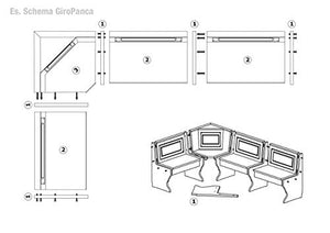 Giropanca Tirolese in Legno Pino Massello da 191x131 cm Seduta a Contenitore e Schienale liscio Colore Verniciato NOCE