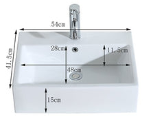 Eridanus Serie Monterosso, Lavabo di Ceramica Bianco Lusso Lavandino Lavello Lavamano Lavabo da Appoggio Rettangolare Quadrato Bacinella Lavandino Lavello per Bagno Casa Bidet Lavabo con Troppopieno