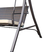 Angel Living Dondolo da giardino, Altalena a 3 posti in rattan per patio, il tetto può impedire schizzi d'acqua inclinazione regolabile, Altalena 193x117x173 cm con cuscino