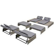 Festnight 15 Pz Set Salotto Sdraio Prendisole Mobili Prendisole da Sole Reclinabile con Cuscini Grigi da Giardino/Patio/Piscina all'Aperto da EsterniEsterni Polirattan Grigio