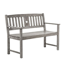 Pureday Panca da Giardino con punzonatura a Stella, Grigio Lavato, Legno di eucalipto, Circa B 120 x T 58 x H 87 cm
