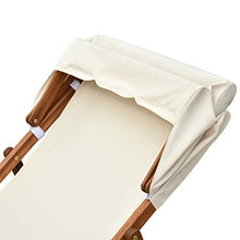 Outsunny Sdraio da Giardino in Legno con Poggiapiedi e Tettuccio, Set 2 Pezzi Bianco Crema
