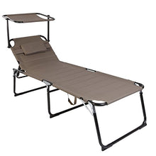 FineHome - Sedia a sdraio pieghevole XXL, con cuscino, in alluminio, 200 x 70 x 45/95 cm, portata fino a 150 kg, colore: grigio talpa