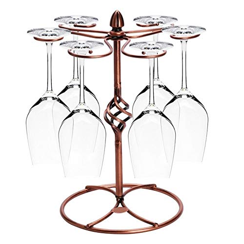 AleXanDer1 Porta calici Supporto della Cremagliera Immagazzinaggio di Vetro Vino Tazza Supporto da Tavolo Calice Metallo con 6 Ganci (Color : Bronze)