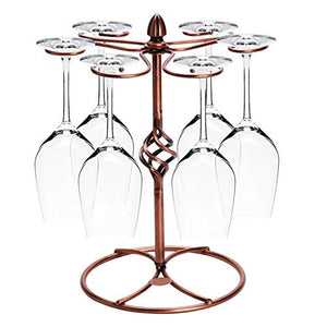 AleXanDer1 Porta calici Supporto della Cremagliera Immagazzinaggio di Vetro Vino Tazza Supporto da Tavolo Calice Metallo con 6 Ganci (Color : Bronze)
