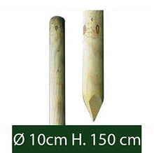 Pali in legno Ø CM 10 altezza CM 150 H tondi CON PUNTA trattati impregnati per recinzione staccionata/steccato Palo Tondo CARTOMATICA Confezione da 10PZ