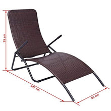 SKM Sedia a Sdraio Pieghevole in Polyrattan Marrone