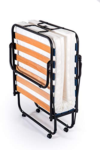 Totò Piccinni BRANDINA Pieghevole Top, Comoda, Robusta, di ALTISSIMA QUALITA', 15 doghe, Ruote girevoli, Materasso Singolo Spesso 12cm, Rete 200x80cm (Brandina Completa)