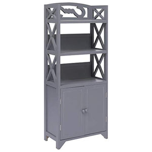FAMIROSA Armadietto da Bagno Grigio 46x24x116 cm Legno di Paulownia