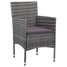 SKM Set Mobili da Pranzo da Giardino 3 pz Grigio Polyrattan Acacia (17.5kg) Grigio-8313