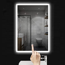 Kjzeex Specchio da bagno a LED, 50 x 70 cm, con illuminazione, luce bianca fredda, specchio da parete con interruttore touch