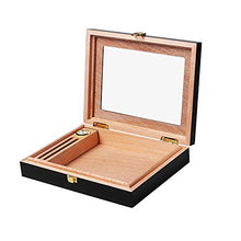 Panjianlin Cigar Box Solido Spagnola Legno di Cedro, Desktop Humidor Nero Lucido Laccato Cigar Humidor Cigar Box for 10-15 sigari Portable di Viaggio Cigar Box di stoccaggio