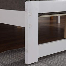 Struttura per letto in legno massiccio di pino con tavola orizzontale, in legno naturale, robusto, letto singolo, bianco, 1,5 m