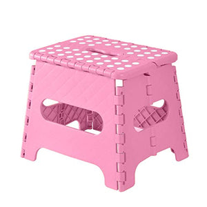 Sgabello Pieghevole, con Piano Antiscivolo Compatto e Facile da riporre, per Cucina, Bagno, Giardino, casa, Perfetto per la Cucina e Il Bagno. 27×20.5×25cm Rosa.