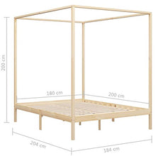 BIGTO - Struttura letto a baldacchino in legno di pino massiccio, per camera da letto, colore: marrone chiaro, 180 x 200 cm