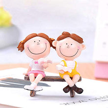 QULONG Ornamenti da Giardino Outdoor Ragazza Carina Ragazzo Coppia Sedersi Panchina Figurina Decorazione paesaggistica in Miniatura Fai da Te - Panchina Profonda