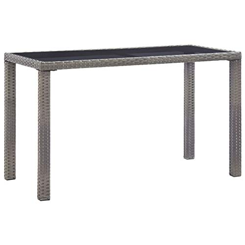 vidaXL Tavolo da Giardino Robusto Elegante Tavola Arredi per Esterni Patio in Polyrattan Antracite 123x60x74 cm Ripiano in Vetro Telaio in Acciaio