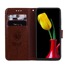 Robinsoni Cover Compatibile con iPhone XS Max Case Scintillare Glitters Lucido Portafoglio Libro Custodia Retro 3D Rosa Stampato Pelle PU Libretto Cover Foglio Flip Magnetica Fiore Caso, Marrone