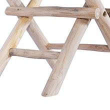 vidaXL Sgabello Pieghevole Sedia Richiudibile Sedile Seggiola Alta Arredo Arredamento Mobili in Vera Pelle di Capra e Legno di Teak