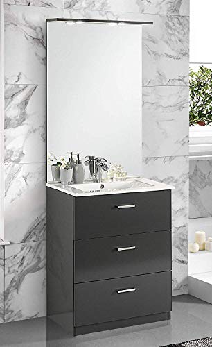 Mobile da bagno con lavabo - Con maniglie cromate, specchio e lavabo. cm. 62 x 47 x 195h. (STMB)