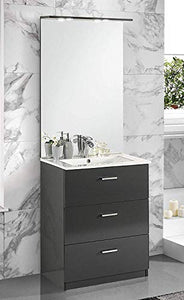 Mobile da bagno con lavabo - Con maniglie cromate, specchio e lavabo. cm. 62 x 47 x 195h. (STMB)