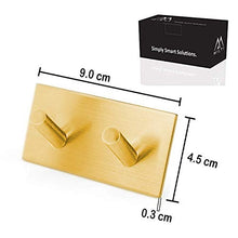 Milti Portasciugamani Autoadesivo Acciaio Inox 304 finitura spazzolata - Oro - Ganci Adesivi di Design senza Foratura per Bagno o Cucina - Niente più Forature - Adesivo 3M di alta Qualità