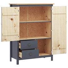 Ausla Armadio guardaroba con 2 ante e 2 cassetti, 99 x 45 x 137 cm, in legno di pino, armadio per camera da letto, grigio e marrone miele