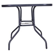 Outsunny Tavolo da Giardino con Foro per Ombrellone, Arredamento da Esterno in Metallo e Vetro 140x80x70cm Grigio