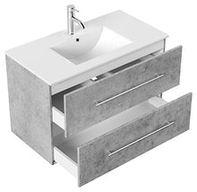 Set di mobili da bagno Firenze 90 2 parti grigio cemento e armadio specchio
