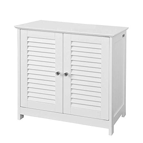 YXZQ Scaffale, mobiletto del Bagno, 2 Porte Bagno Cucina Armadietto da Pavimento Organizzatore Portaoggetti Armadio autoportante Contenitore con Doppio sportello Bianco, 60 x 60 x 30 cm
