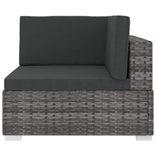 Tidyard Poltrona Modulare ad Angolo con Cuscini in Polyrattan Grigio 70 x 70 x 52,5 cm (L x P x A) : Grigio e Grigio Scuro