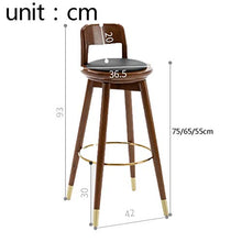 Sgabello Alto in Pelle Girevole con Schienale per Sedia da Bar Seggiolone per La Casa Sedia da Bar in Legno Massello (Color : B, Size : 36.5 * 36.5 * 55cm)