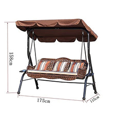 Sedia A Dondolo Deluxe per Veranda da Esterno, Sedia A Dondolo in Rattan con Baldacchino Regolabile in Inclinazione con Cuscini E Cuscino con Struttura in Acciaio Resistente alle Intemperie