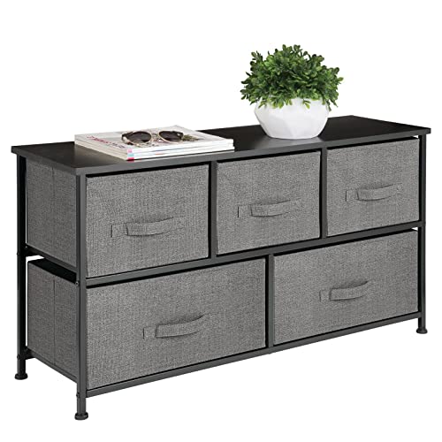 mDesign Comodino in tessuto – Pratico sistema di organizzazione con 5 cassetti – Ottima cassettiera per le camere da letto, appartamenti e stanze piccole – Antracite