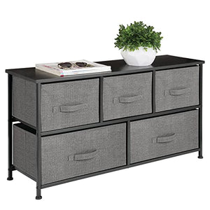 mDesign Comodino in tessuto – Pratico sistema di organizzazione con 5 cassetti – Ottima cassettiera per le camere da letto, appartamenti e stanze piccole – Antracite