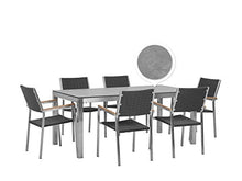 Beliani Set da Giardino Tavolo Simil Cemento 6 Sedie Rattan Nero 180 x 90 cm GROSSETO