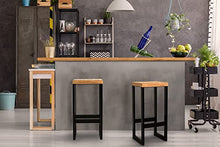 Magnetic Mobel Sgabelli Alti Bar Vintage Cucina Moderni in Ferro Industriali Design Impilabili Sgabello Alto da Bar Nero Quercia, 75 cm