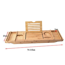 AnnYGJ Vassoio di Vasca da Bagno, bambù Scalabilità 74-110cm di Altezza Nascosto Ripiani in Vetro Regolabili Posizionati Studio Nell'alloggiamento del iPad Lavoro per La Mensola del Bagno (74x25x5cm)