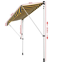 BAKAJI Tenda da Sole Balcone con Gambe di Supporto Regolabili Installazione ad Incastro Parasole Avvolgibile Esterno Giardino a Manovella Telaio in Alluminio Dimensione 250 x 185 cm (Giallo Blu)