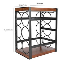 Portabottiglie, Portabottiglie da Appoggio in Legno Rustico, Grazioso Portabottiglie per un Massimo di 6 Bottiglie, Portabottiglie a 3 Livelli per Cucine e Bar - 17,7 x 24 x 31,5 cm