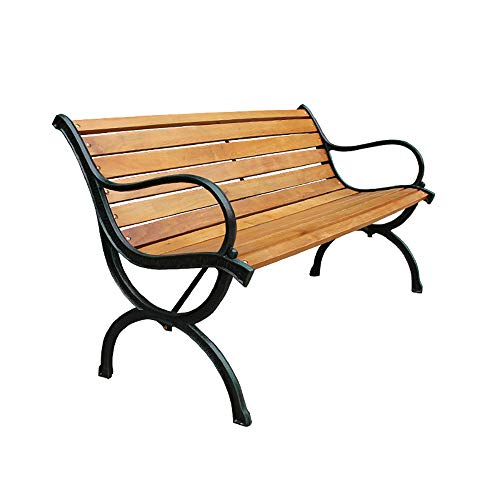 Panchina Svago Cortile, In Legno Massello Anti-corrosione E Banco Di Mobili Da Giardino Parco Ghisa Piede Di Ferro, In Grado Di Ospitare 2-3 Persone, Adatte A Prato / Balcone / Veranda / Strada